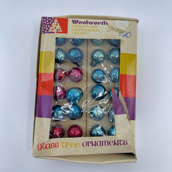 vintage miniature 15mm glass ornaments set of 24 red 7 blue In original box (2) - Picture 1 of 6